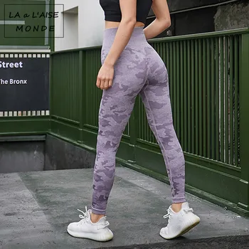 Camuflaj De Înaltă Talie Pantaloni De Yoga Sală De Camuflaj Fără Sudură Jambiere Elastice Exercițiu Colanti Fete Femei Pantaloni Pentru Fitness De Funcționare Sport
