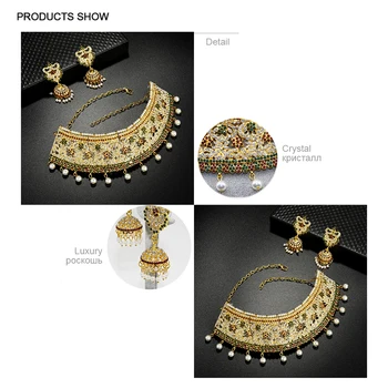 SIMT de Moda India Flori de Culoare de Aur Seturi de Bijuterii Pentru Femei Simulare de Lux Perla Cravată Colier Cercei Seturi de Bijuterii