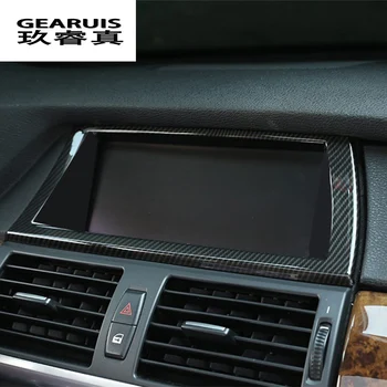 Auto Styling interior Butoane panou rama Decor Acoperă Autocolante Garnitura Pentru BMW E70 E71 E72 X5 X6 SAV fibra de Carbon Accesorii