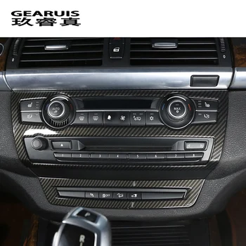 Auto Styling interior Butoane panou rama Decor Acoperă Autocolante Garnitura Pentru BMW E70 E71 E72 X5 X6 SAV fibra de Carbon Accesorii