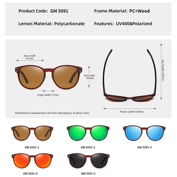 KITHDIA Polarizat ochelari de Soare Barbati Femei S5091 Brand de ochelari de Soare din Lemn Femei cadru Rotund Clasic de ochelari de Soare