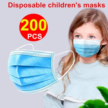 100buc Copii Mască de Unică folosință Masca de Fata 3 Straturi Filtru Anti Praf Topi sufletul la Gura, Masca pentru Copii Copil Clema Masca de Protectie