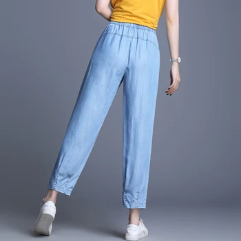 2020 Arc De Vara Blugi Denim Pentru Femei Talie Inalta Blugi Vintage Slim Mama Blugi De Înaltă Calitate Albastru Glezna-Lungime Pantaloni Harem