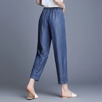 2020 Arc De Vara Blugi Denim Pentru Femei Talie Inalta Blugi Vintage Slim Mama Blugi De Înaltă Calitate Albastru Glezna-Lungime Pantaloni Harem