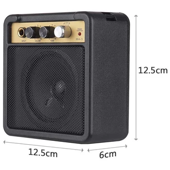 Electric Amplificator pentru Chitara Amplificator Difuzor de 5W cu 6,35 mm Intrare 1/4 Inch Ieșire pentru Căști Acceptă Volum Ton de Ajustare