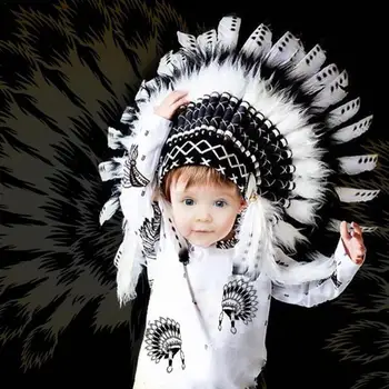 Copii Petrecere American Nativ Indian Cu Pene Frizură Pălărie Fotografie Prop Fierbinte Copil Drăguț Elemente De Recuzită De Accesorii De Înaltă Calitate