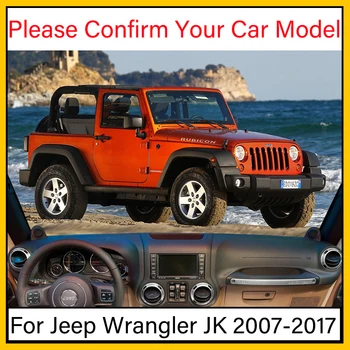 Pentru Jeep Wrangler JK 2007~2017 Anti-Alunecare Mat tabloul de Bord Pad Acoperire Parasolar Dashmat Accesorii