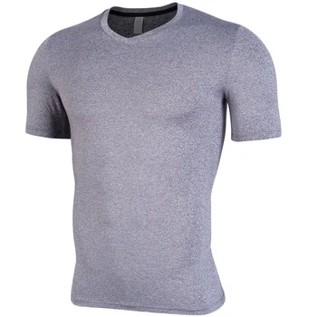 Oamenii iute Uscat Compresie Elastica cu Maneci Scurte T-shirt pentru Bărbați Fitness Strâns V-neck Tee Shirt Topuri Celebru iute Uscat Brand T Camasa