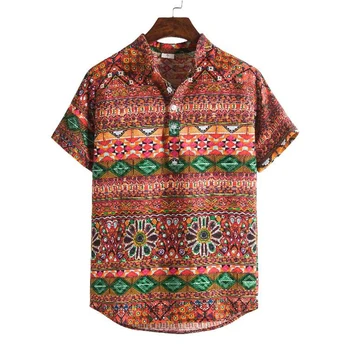 Tricouri barbati camisa Hawaiian Print Short Sleeve camasa barbati Casual, Guler de Turn-down de sex Masculin Bluza de Sus streetwear camisa masculina