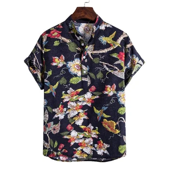 Tricouri barbati camisa Hawaiian Print Short Sleeve camasa barbati Casual, Guler de Turn-down de sex Masculin Bluza de Sus streetwear camisa masculina