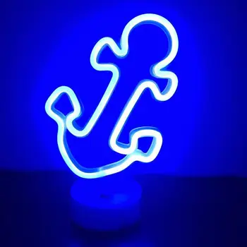 Baterii Lumini De Noapte Pentru Dormitor Curcubeu Flamingo Trifoi Unicorn Ancora Neon Lampa De Noapte De Lumină Creative De Decorare