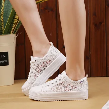 Vara Femei Pantofi Casual Decupaje de Dantela Pantofi de Panza Gol Florale Respirabil Platforma Plat Pantofi sapato feminino 2019 jkm
