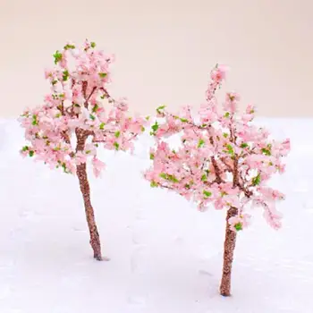 Noi Sosiri Model Copac Tren Flori Roz Set Peisaj Peisaj OO HO - 10BUC Copac Model de Jucării pentru Copii, casă de Păpuși Decor