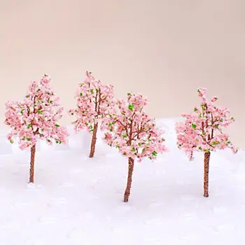 Noi Sosiri Model Copac Tren Flori Roz Set Peisaj Peisaj OO HO - 10BUC Copac Model de Jucării pentru Copii, casă de Păpuși Decor