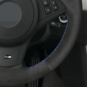DIY de Mână-cusute Negru piele de Căprioară Moale Masina Capac Volan pentru BMW E60 M5 2005-2008 E63 E64 M6 Cabrio 2005-2010