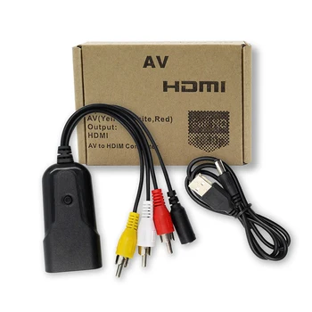 Mini AV compatibil HDMI Video Converter Box AV2HDMI RCA AV CVBS la HDMI compatibil pentru HDTV TV, PS3, PS4, PC, DVD Xbox Proiector