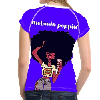 WHEREISART Funny T-Shirt Femei Melanina Poppin Printuri Maneci Scurte O-Gât T Cămașă Femei Punk Fete Tricou Femme Topuri de Vara
