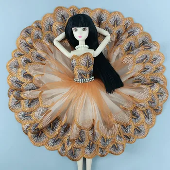 Pene portocaliu Rochie de Balet Pentru Papusa Barbie Costume 1/6 Papusi Accesorii Stras Haine 3-strat Fusta Petrecere Bal Rochie de Jucării