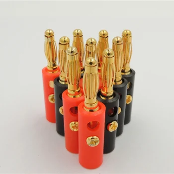 100buc Înaltă calitate 4mm Banana Plug Placat cu Aur Rosu + Negru Lungime 40mm