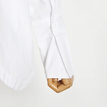 TWOTWINSTYLE Neregulate Tricou Alb Pentru Femei Rever Maneca Lunga Bluza Casual Solid de Moda de sex Feminin Haine Noi 2020 Toamna Maree