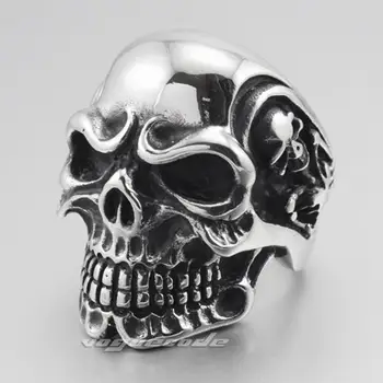 LINSION Mare Inoxidabil 316L Oțel Titan Craniu Schelet Bărbați Biker Rock Punk Inel 3A001