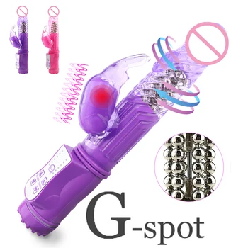 Vibrator Realistic Dildo Penis Vibrator Gros Stimulează Clitorisul Masaj Transparent Rotativ Margele De Sex Feminin Adult Jucarii Sexuale Pentru Femei