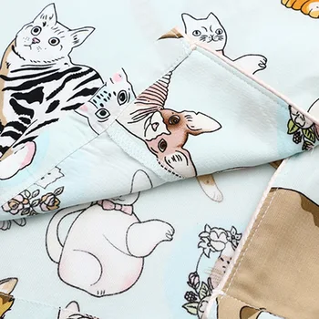 Pijamale Femei 2020 Toamna Noua Pisica Drăguț Acasă Haine de Bumbac, de Mătase Largi si Confortabile Doamnelor Pijamas Animal Print Set de Pijama