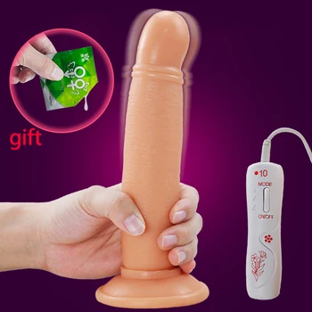 Realiste mare Dildo vibrator Flexibil moale Penis cu ventuza puternic Dublu motor de sex Feminin Masturbari Jucarii Sexuale pentru femei