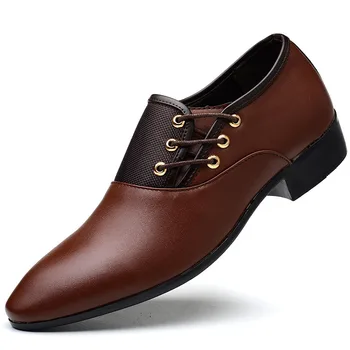 Oamenii de afaceri din Piele PU Pantofi Formale Casual Plat a Subliniat Toe Dantela-Up Pantofi cel Mai bun de Vânzare-WT
