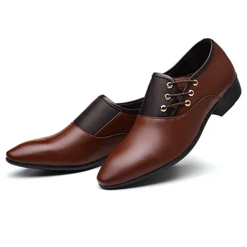 Oamenii de afaceri din Piele PU Pantofi Formale Casual Plat a Subliniat Toe Dantela-Up Pantofi cel Mai bun de Vânzare-WT
