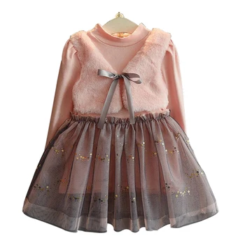 Menoea 2-7y Fete Dress 2020 Stil Nou Haine Copii Toamna cu Maneci Lungi Plasă de Stele, Rochie Haine de Copii pentru Fata Rochie