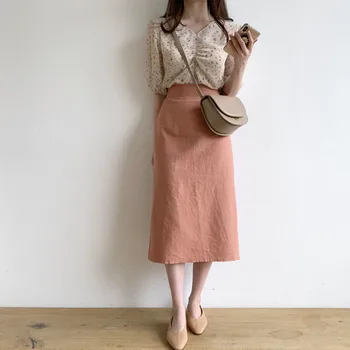 2020 Vara Split Fusta Fierbinte Vânzări Femei Coreeană Japoneză Stil Preppy Fete Flhjlwoc Design Vintage Cu Talie Înaltă Fuste 4312