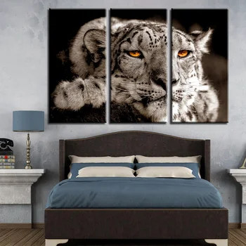 Panza Poster Living Decor Acasă 3 Piese Situată Leopard Magice Ochii Pictura Modular Imprimate Imagini Cu Animale Arta De Perete Cadru