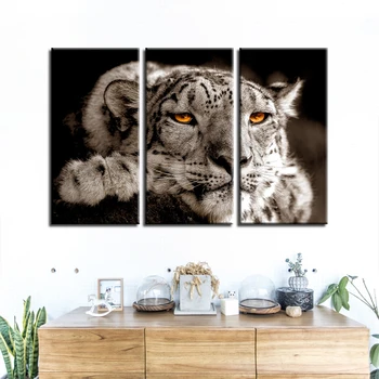 Panza Poster Living Decor Acasă 3 Piese Situată Leopard Magice Ochii Pictura Modular Imprimate Imagini Cu Animale Arta De Perete Cadru