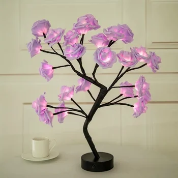 LED Masă Lampă Lumini Floare Trandafir Copac USB Lumini de Noapte Acasă Decorare Petreceri de Crăciun de Nunta Decor Dormitor Flori de Iluminat
