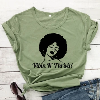 Vibin N' dezvoltat pe cinste T-shirt pentru Femei de Moda Melanina Grafic Africane Tricou Top Casual Negru Regina Afro Doamna Tricou Picătură de Transport maritim