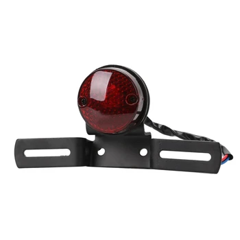 Piese de motociclete Black Red Vintage Împânzit Coada de Frână Lumină de Lampă Suportul pentru plăcuța de Înmatriculare pentru Bobber Elicopter