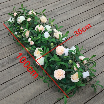 Personalizat 1M/2M flori artificiale rând tabelul runner trandafir roșu mac pentru decor nunta fondul arc verde, frunze decor petrecere
