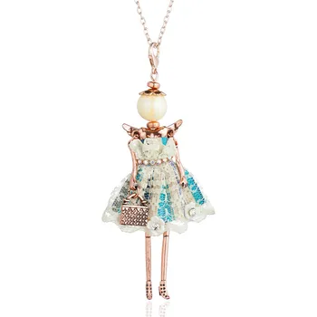 HOCOLE papusa drăguț femei pandantiv colier 4 culori lung lanț manual de fete rochie moda bijuterii colier de flori collier femme