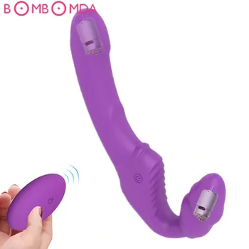 Strapless femeia patrunde barbatul Penis artificial Vibrator pentru Cupluri Femei Dublu Vibratoare punctul G Adult Jucărie Sexuală pentru Lesbiene de Control de la Distanță USB Vibrator
