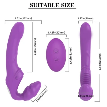 Strapless femeia patrunde barbatul Penis artificial Vibrator pentru Cupluri Femei Dublu Vibratoare punctul G Adult Jucărie Sexuală pentru Lesbiene de Control de la Distanță USB Vibrator