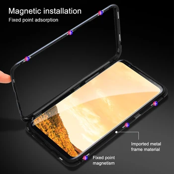 Sticla Capac Spate Magnetic de Adsorbție Caz Pentru iPhone 12 11 Pro Clar Metal Magnet Cover Pentru iPhone XS MAX X XR 7 8 Plus