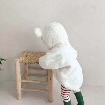 Crăciun copil Vladan, Baby Maneca Lunga cu Gluga de Zapada Model Imprimat-O bucată, Rosu/ Bej