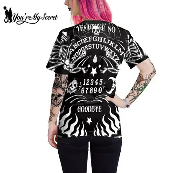 [Esti Secretul Meu] Noua Moda Ouija Femeie T-Shirt Vrăjitorie Tee Stil Gotic Top Negru pentru Femei Groază Strada T-Top XXL