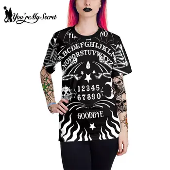 [Esti Secretul Meu] Noua Moda Ouija Femeie T-Shirt Vrăjitorie Tee Stil Gotic Top Negru pentru Femei Groază Strada T-Top XXL