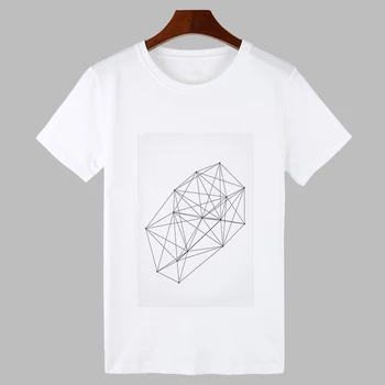 2019 Vara Tricou Geometrie Imprimate Topuri Haine de sex Feminin Subțire Secțiunea tricou Femei Harajuku Alb cu Maneci Scurte T-shirt Femme