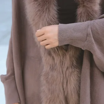 Noua Moda De Primăvară Femei Faux Blana Guler Cape Șal Cardigan Gri Pentru Femei Ciucure Knit Cardigan Pulover Poncho Haină Călduroasă De Iarnă