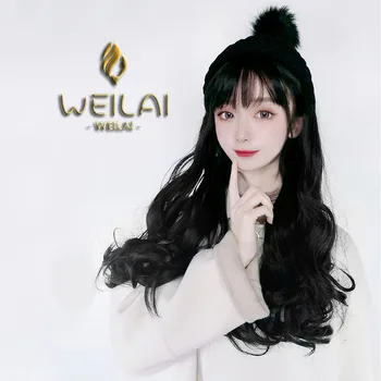 WEILAI Peruca Femei Iarna coreean Maree Uri Tricotate Pălărie de Lână Toamna și Iarna Coreea Moda Culoare Solidă Lână Pălărie Roșu Net