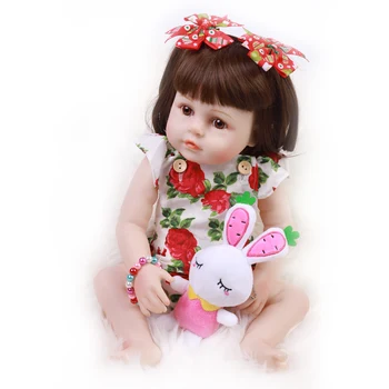 48CM Bebe Renăscut Silicon Moale pentru Copii Realist Buna Vinil Corp Toddle Renăscut Papusa Jucării pentru Copii Complet Părul de pe Corp Păpușă Jucărie