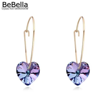 BeBella pandantiv inima dangler cercei cu Cristale Swarovski de la pentru femei fata moda bijuterii zi de naștere Christams cadou